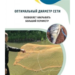 Кастинговая сеть без кольца (испанский тип), диаметр 6 метров, капрон (Арт. BV32294)