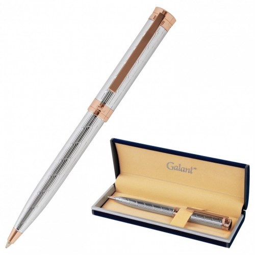 Ручка подарочная шариковая Galant ESQUISSE корпус серебристый розовое золото синяя 143511 (1)