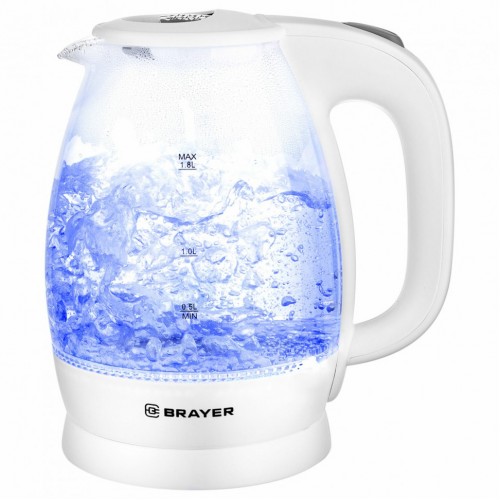 Чайник BRAYER BR1013WH 1,8 л 2200 Вт закр нагр элемент стекло белый 456056 (1)