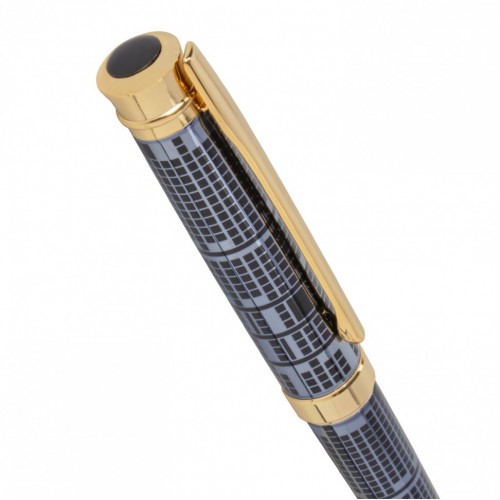 Ручка подарочная шариковая Galant TRAFORO корпус синий детали золотистые узел синяя 143512 (1)