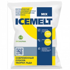 Реагент антигололедный 25 кг ICEMELT Mix до -20С хлористый натрий мешок 602042 (1)