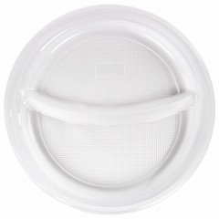 Одноразовые тарелки 2-х секц к-т 100 шт 220 мм белые хол/горячее LAIMA СТАНДАРТ 608768 (1)