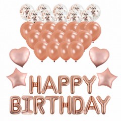Шары воздушные Happy Birthday 43 шт розовое золото BRAUBERG KIDS 591899 (1)