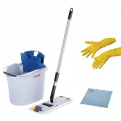 Комплект для уборки: швабра ведро 10 л салфетки перчатки СпидМини VILEDA 143566 602118 (1)