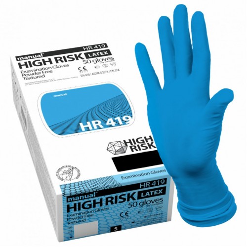 Перчатки латексные смотровые MANUAL HIGH RISK HR419 Австрия 25 пар 50 шт. размер L 631206 (1)