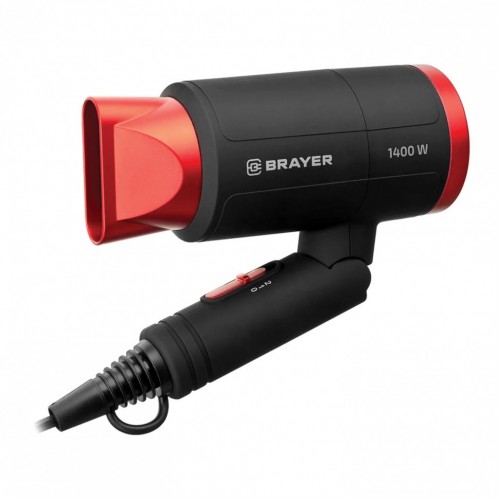Фен BRAYER BR3040RD 1400 Вт 2 скорости 1 темп режим склад ручка черный/красный 456105 (1)
