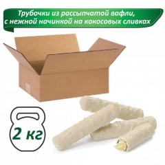 Вафли-трубочки TWIGGY в белой глазури с кокосом 2 кг картонная коробка РКВ346 622517 (1)