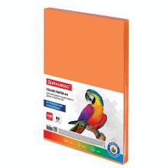 Бумага цветная для принтера Brauberg А4 80 г/м2 100 листов оранжевая 112452 (3)