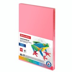Бумага цветная для принтера Brauberg А4 80 г/м2 100 листов розовая 112455 (3)