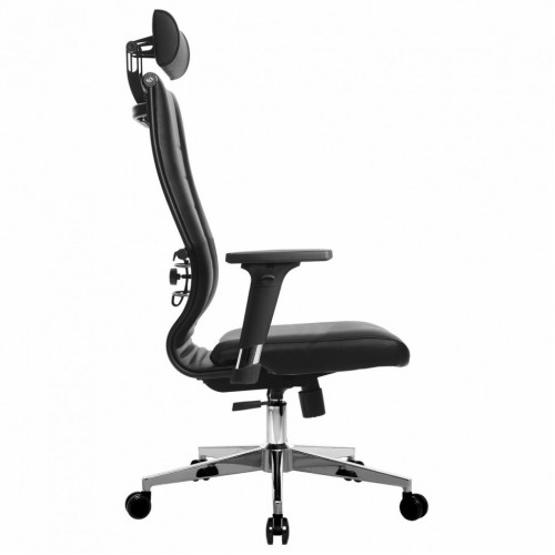 Кресло офисное Метта К-32-2D хром экокожа подголовник сиденье и спинка мягкие черное 532481 (1)