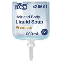 Картридж с жидким мылом-гелем для тела и волос одноразовый Tork (S1) Premium 1 л 602955 (1)