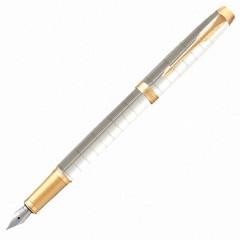 Ручка перьевая Parker "IM Premium Pearl GT" жемчужный лак позолоченные детали синяя 143856 (1)