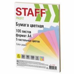 Бумага цветная для принтера Staff Profit А4 80 г/м2 100 листов 5 цветов 110889 (3)