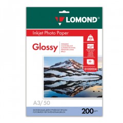 Фотобумага для струйной печати Lomond A3 200 г/м2 50 листов односторонняя глянцевая 0102024 (1)