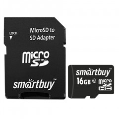 Карта памяти micro SDHC 16 GB Smartbuy 10 Мб/сек (class 10) с адаптером (2)