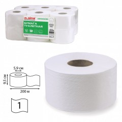 Бумага туалетная 200 м LAIMA T2 ADVANCED 1-сл цвет белый к-т 12 рул 126093 (1)