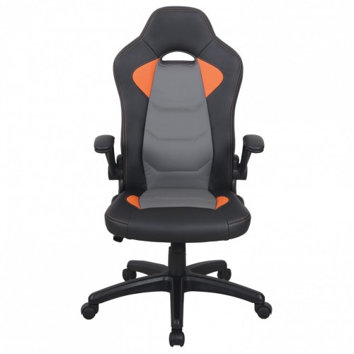 Кресло компьютерное Brabix Skill GM-005 экокожа черное/оранжевое 532495 (1)
