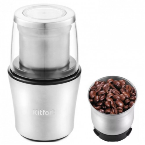 Кофемолка KITFORT КТ-1329 200 Вт вместимость 70 г металл серебристая 455963 (1)