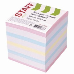 Блок для записей с клеевым краем Staff куб 9х9х9 см цветной/белый 129208 (4)