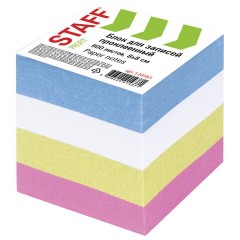 Блок для записей с клеевым краем Staff куб 8х8 см цветной/белый 120383 (6)