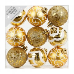 Набор ёлочных шаров INGE'S Christmas Decor 81074G001 d 6 см, золото (9 шт)