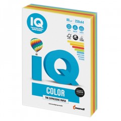 Бумага цветная для принтера IQ Color А4 80 г/м2 250 листов 5 цветов RB02/110691 (1)